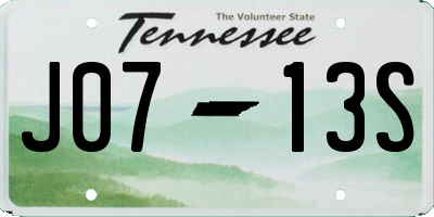 TN license plate J0713S