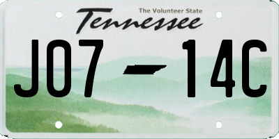 TN license plate J0714C
