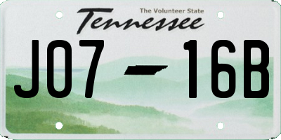 TN license plate J0716B