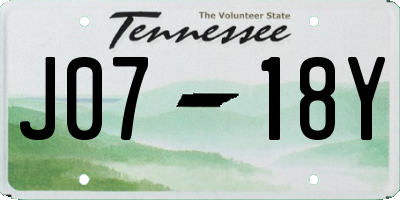 TN license plate J0718Y