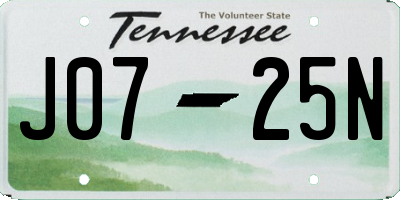 TN license plate J0725N