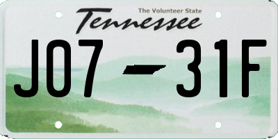 TN license plate J0731F