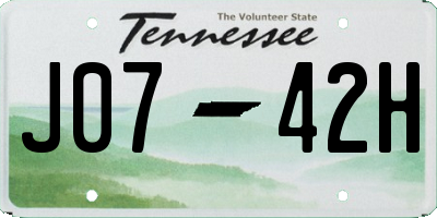 TN license plate J0742H