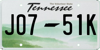 TN license plate J0751K