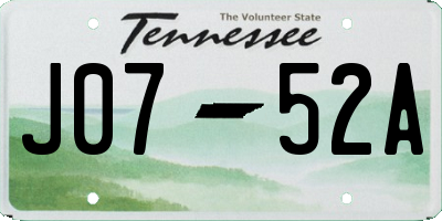 TN license plate J0752A