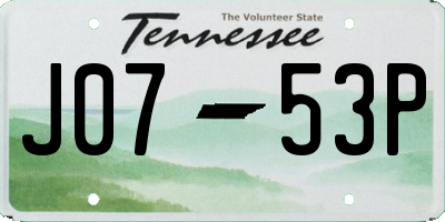 TN license plate J0753P