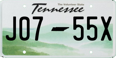 TN license plate J0755X