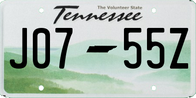 TN license plate J0755Z