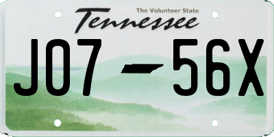 TN license plate J0756X