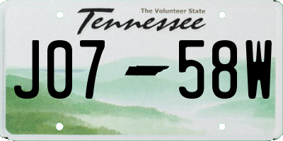 TN license plate J0758W
