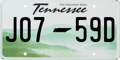 TN license plate J0759D