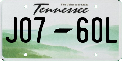 TN license plate J0760L