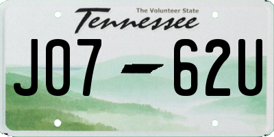 TN license plate J0762U