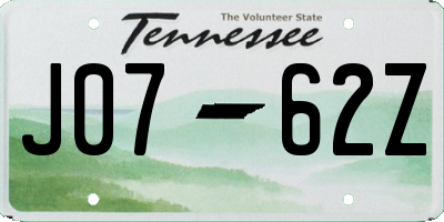TN license plate J0762Z