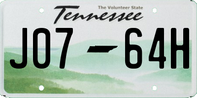 TN license plate J0764H