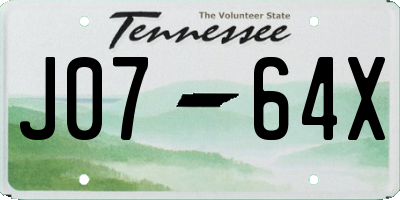 TN license plate J0764X