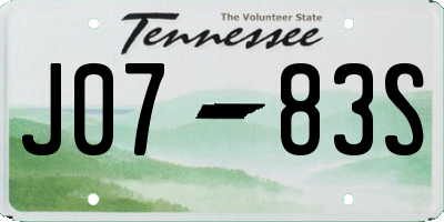 TN license plate J0783S