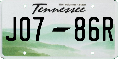TN license plate J0786R
