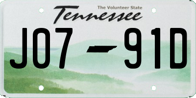 TN license plate J0791D