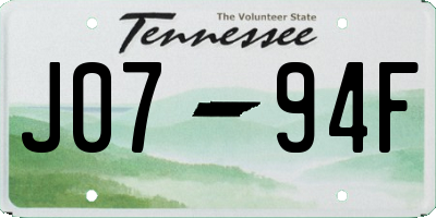 TN license plate J0794F