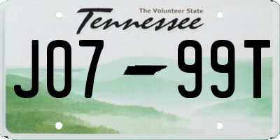 TN license plate J0799T
