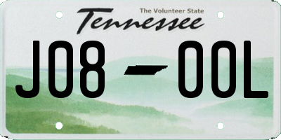 TN license plate J0800L