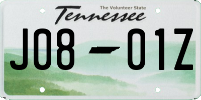 TN license plate J0801Z