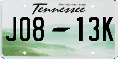 TN license plate J0813K