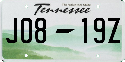 TN license plate J0819Z