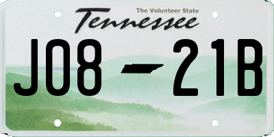 TN license plate J0821B