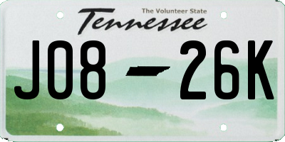 TN license plate J0826K