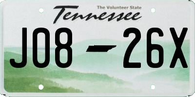 TN license plate J0826X