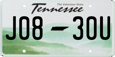 TN license plate J0830U