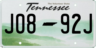 TN license plate J0892J