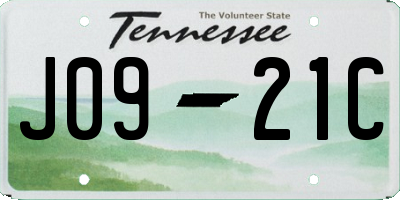 TN license plate J0921C