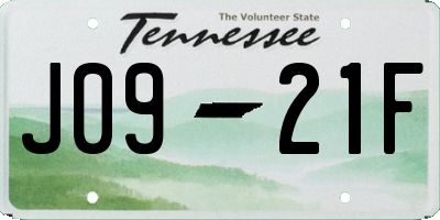 TN license plate J0921F