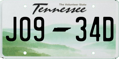 TN license plate J0934D