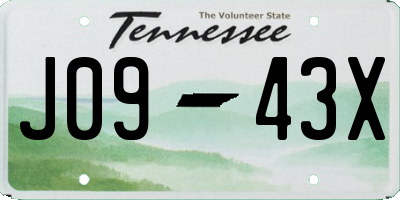 TN license plate J0943X