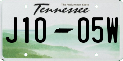 TN license plate J1005W