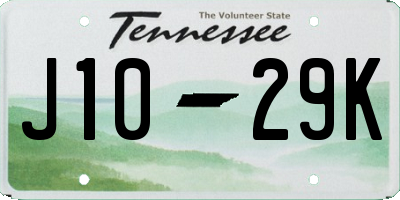 TN license plate J1029K