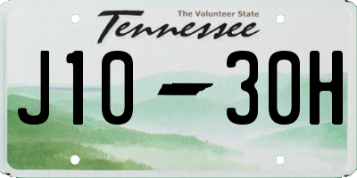 TN license plate J1030H