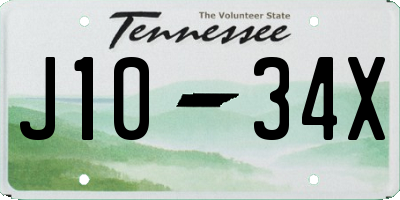 TN license plate J1034X
