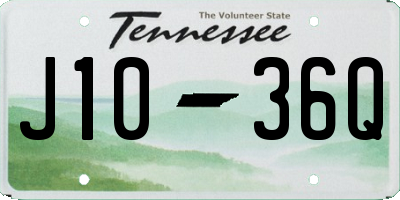 TN license plate J1036Q