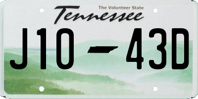 TN license plate J1043D
