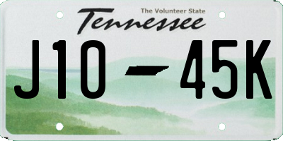 TN license plate J1045K