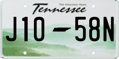 TN license plate J1058N