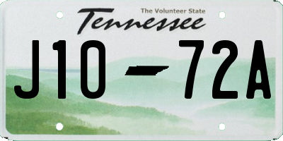 TN license plate J1072A