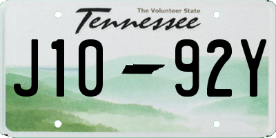 TN license plate J1092Y