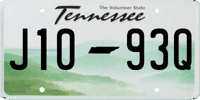 TN license plate J1093Q