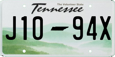 TN license plate J1094X